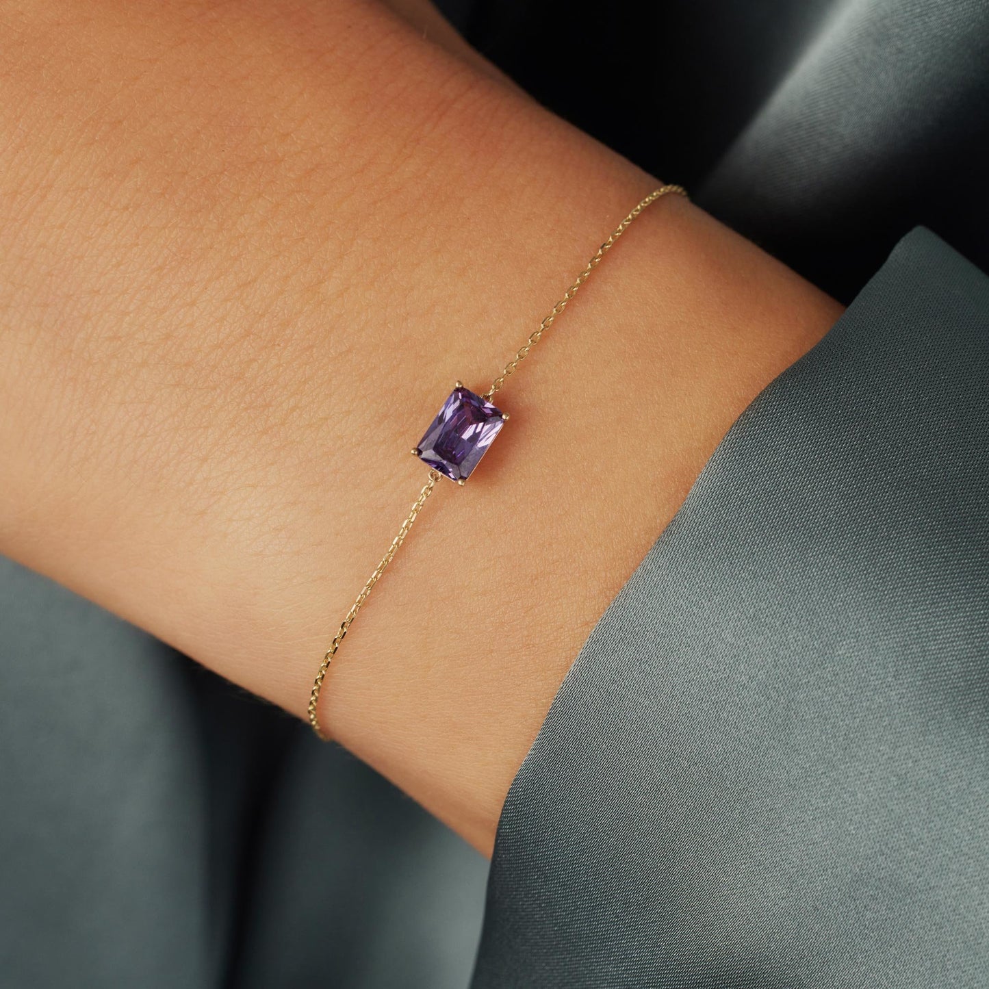 La Milano Colori Porphyra 9 karat gold bracelet with purple zirconia stone - Beloro jewels