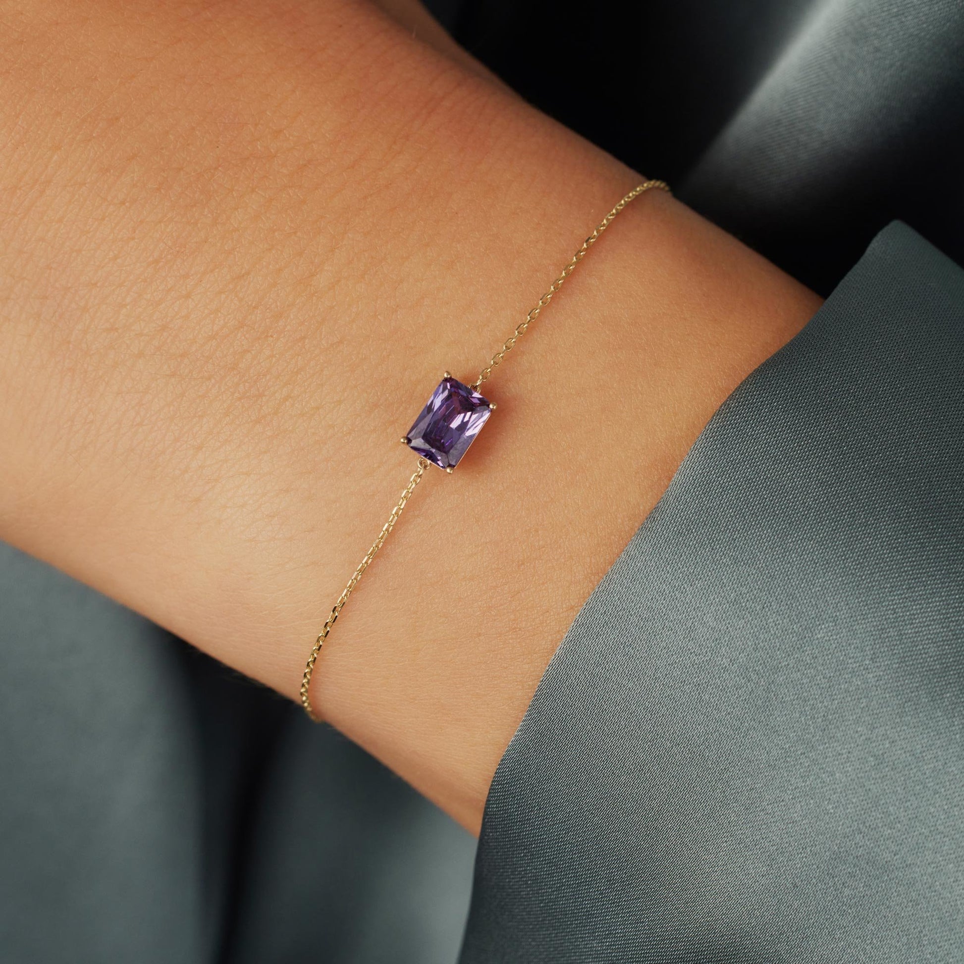 La Milano Colori Porphyra 9 karat gold bracelet with purple zirconia stone - Beloro jewels