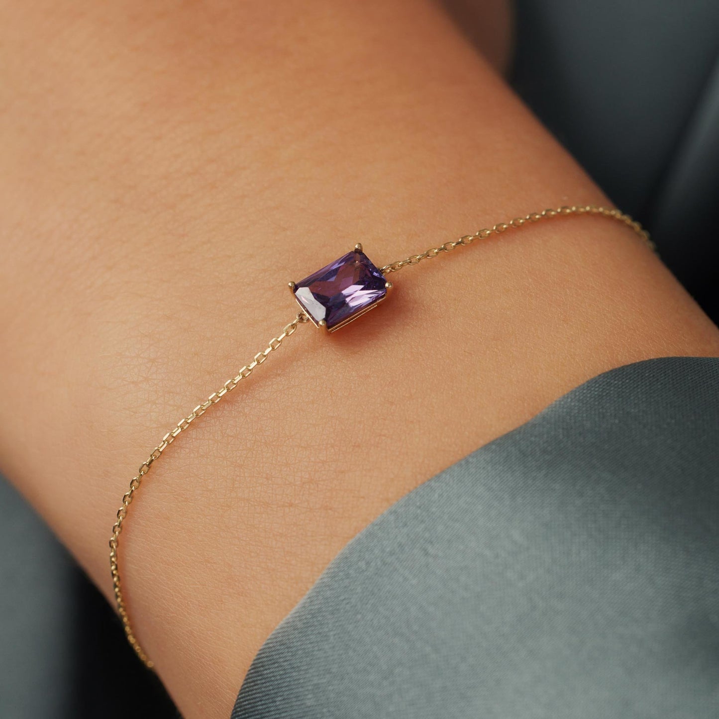 La Milano Colori Porphyra 9 karat gold bracelet with purple zirconia stone - Beloro jewels