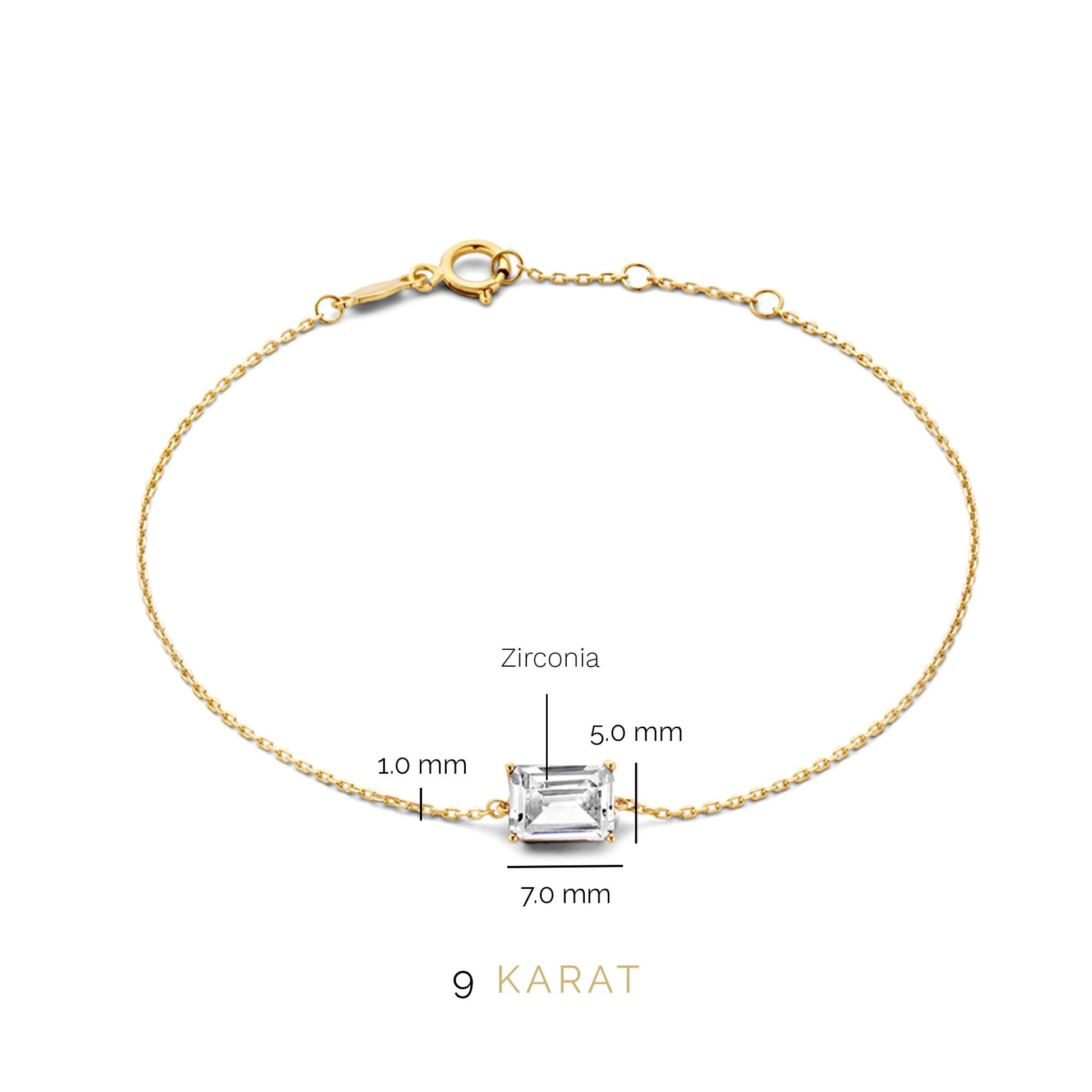 La Milano Colori Byanca 9 karat gold bracelet with white zirconia stone - Beloro jewels