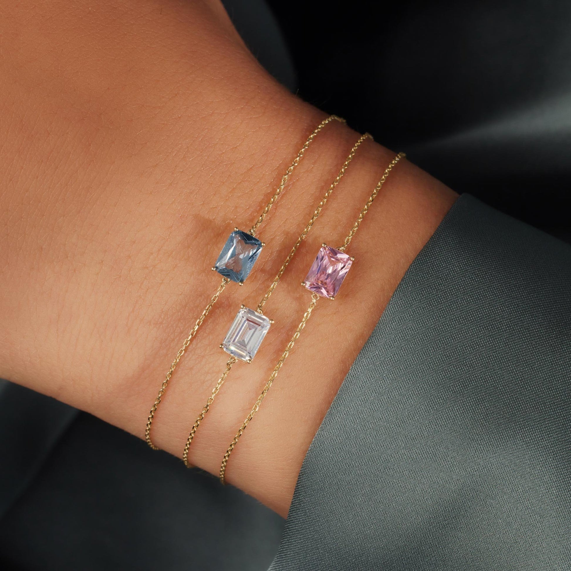 La Milano Colori Byanca 9 karat gold bracelet with white zirconia stone - Beloro jewels