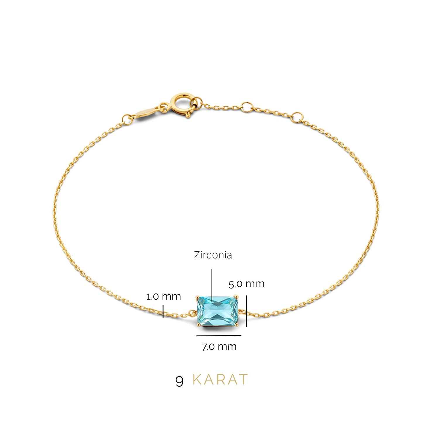 La Milano Colori Aurora 9 karat gold bracelet with blue zirconia - Beloro jewels