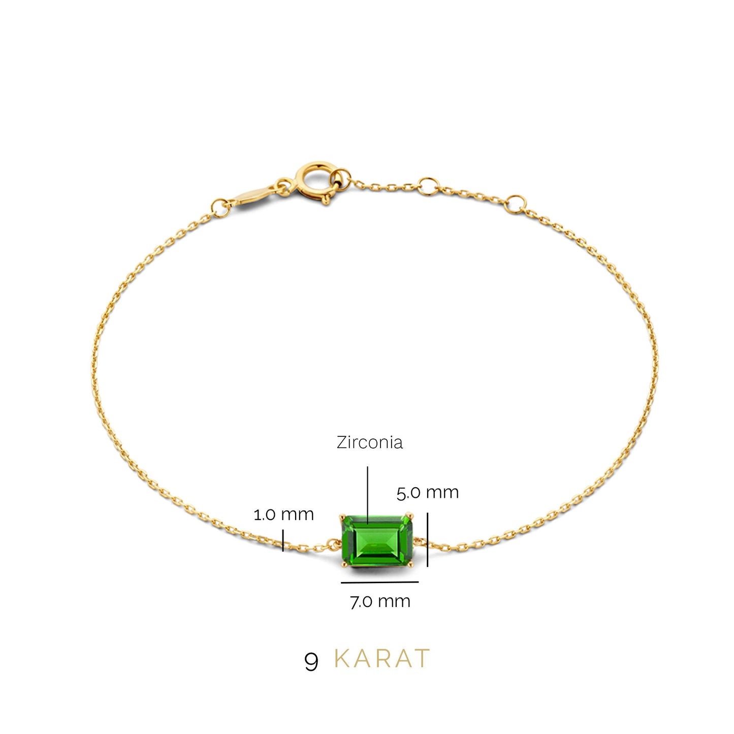 La Milano Colori Verdi 9 karat gold bracelet with green zirconia stone - Beloro jewels