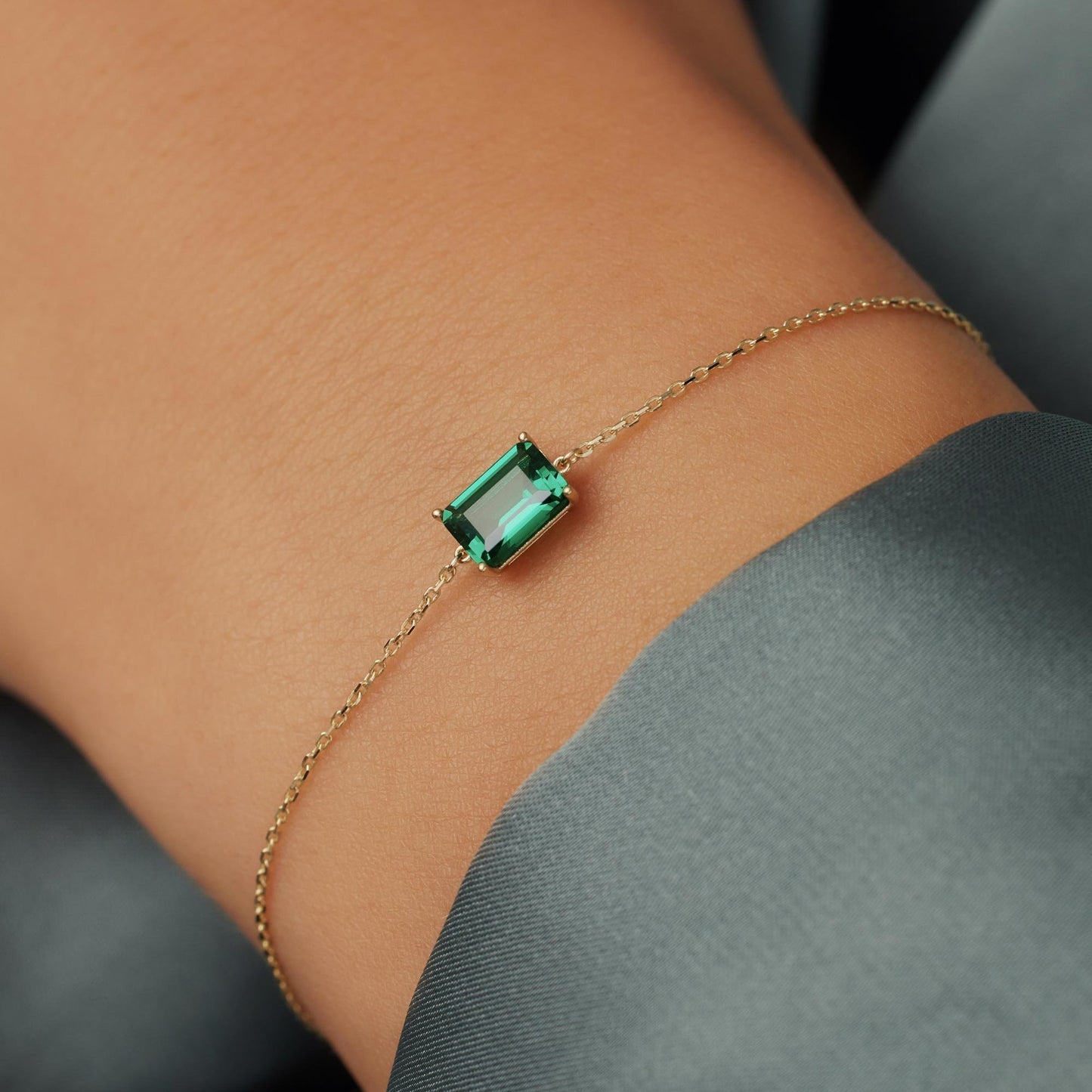 La Milano Colori Verdi 9 karat gold bracelet with green zirconia stone - Beloro jewels