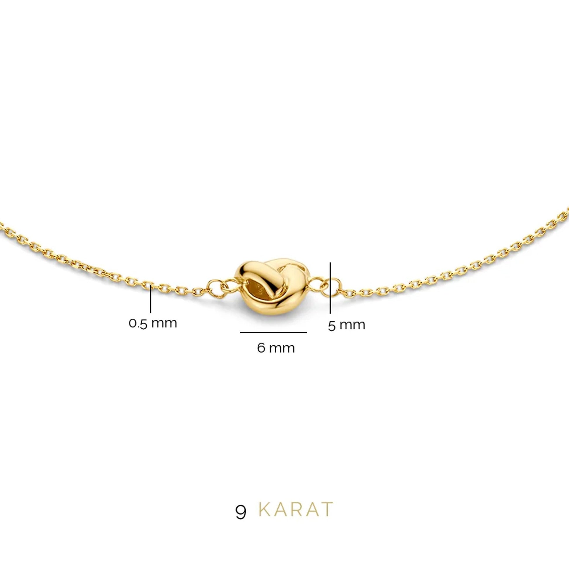 Regalo d'Amore 9 karat gold bracelet and ear studs gift set with knot - Beloro jewels
