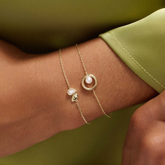 Monte Napoleone Perla 9 karat gold bracelet with pearl - Beloro jewels