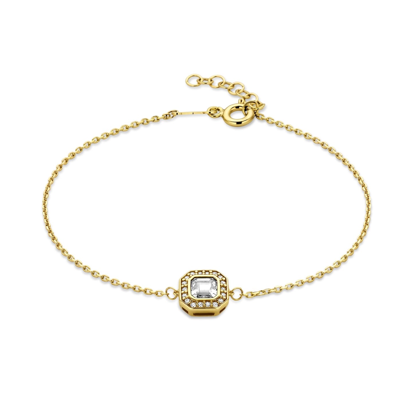 Monte Napoleone Sofia 9 karat gold bracelet with white zirconia stone - Beloro jewels