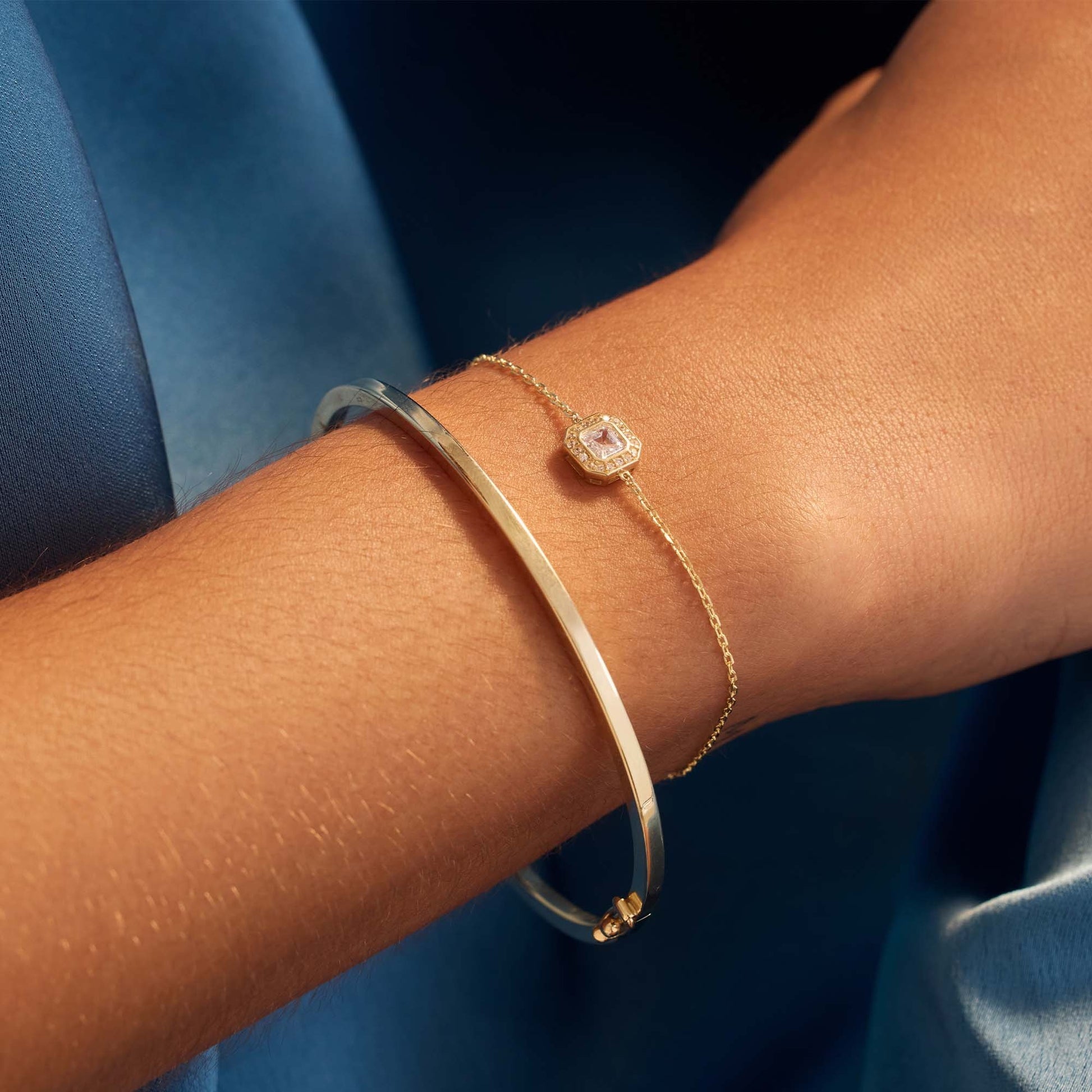 Monte Napoleone Sofia 9 karat gold bracelet with white zirconia stone - Beloro jewels