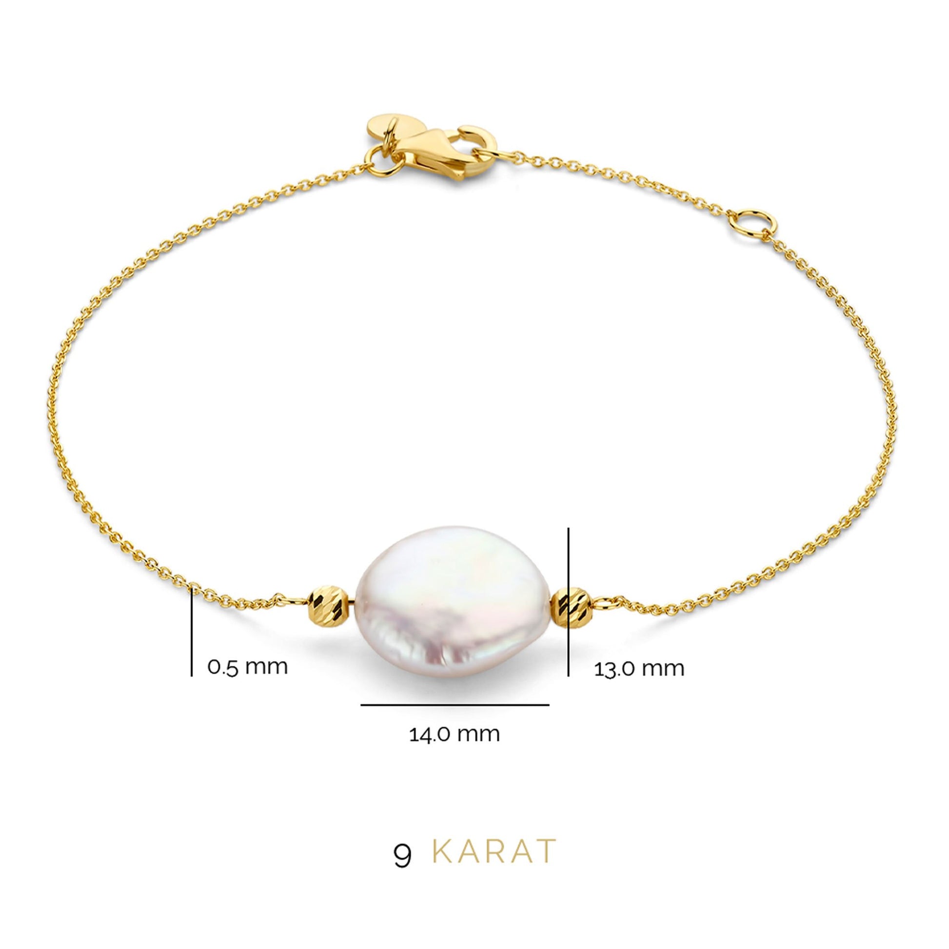 Monte Napoleone Alcinia 9 karat gold bracelet with freshwater pearl - Beloro jewels