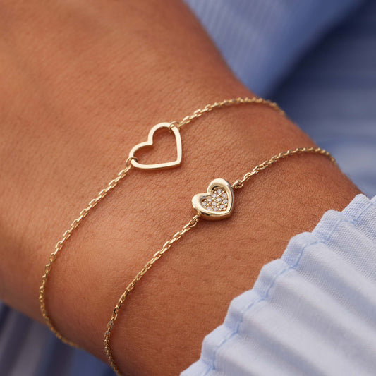 Regalo d'Amore 9 karat gold necklace and bracelet gift set with heart - Beloro jewels