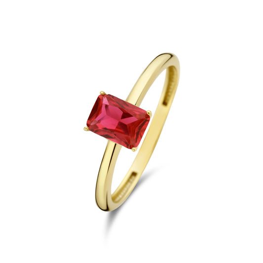 La Milano Colori Rosetta 9 karat gold ring with red zirconia stone - Beloro jewels