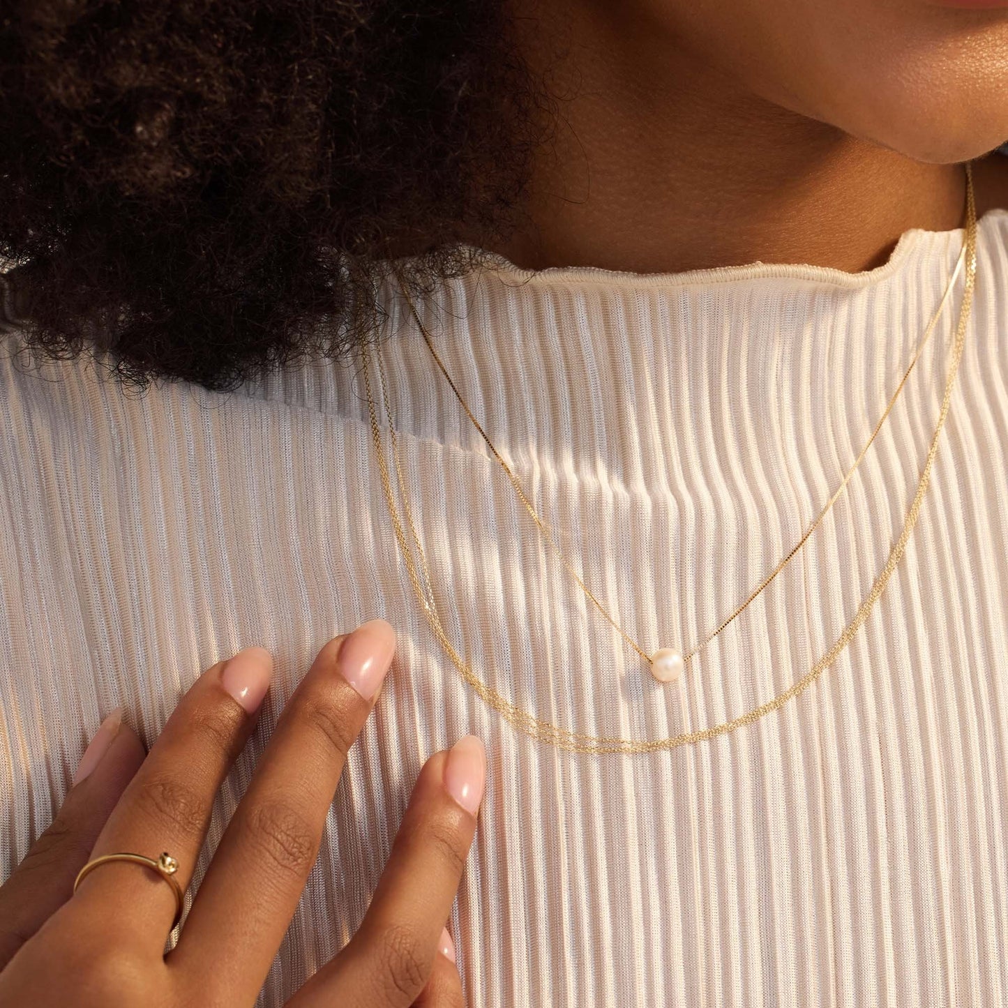 Monte Napoleone Perla 9 karat gold necklace with pearl - Beloro jewels
