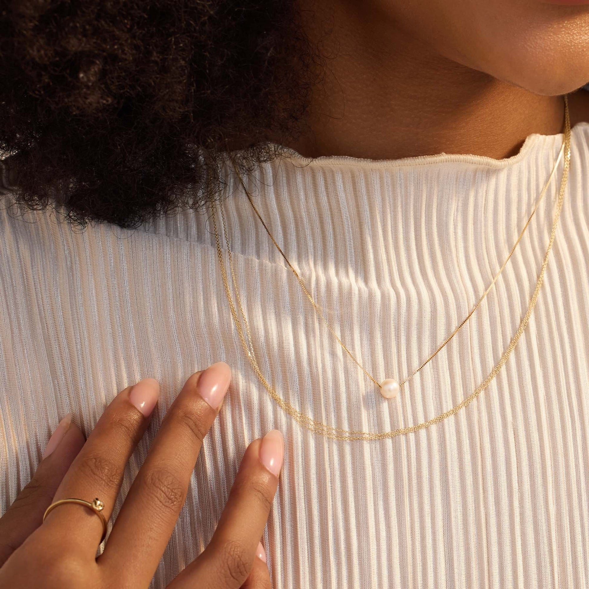 Monte Napoleone Perla 9 karat gold necklace with pearl - Beloro jewels