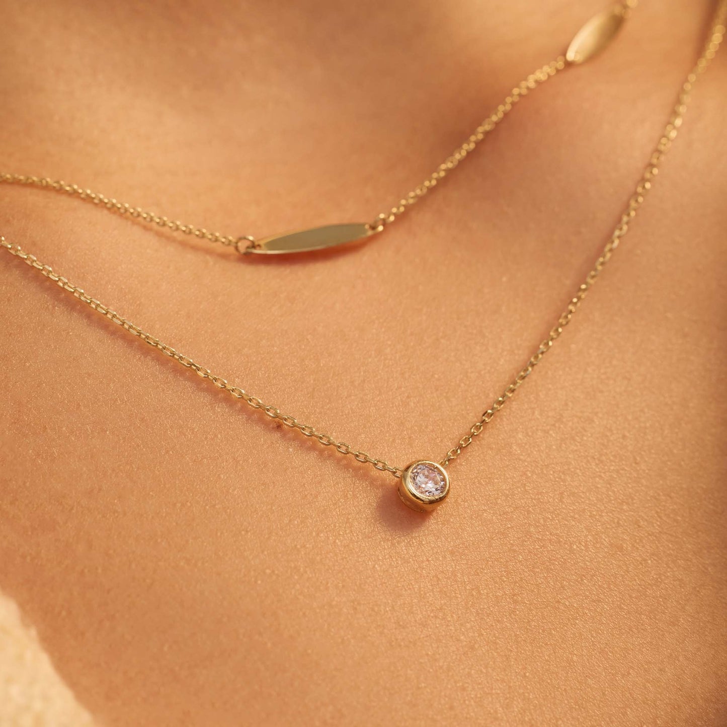Monte Napoleone Lucilla 9 karat gold necklace with zirconia stones - Beloro jewels