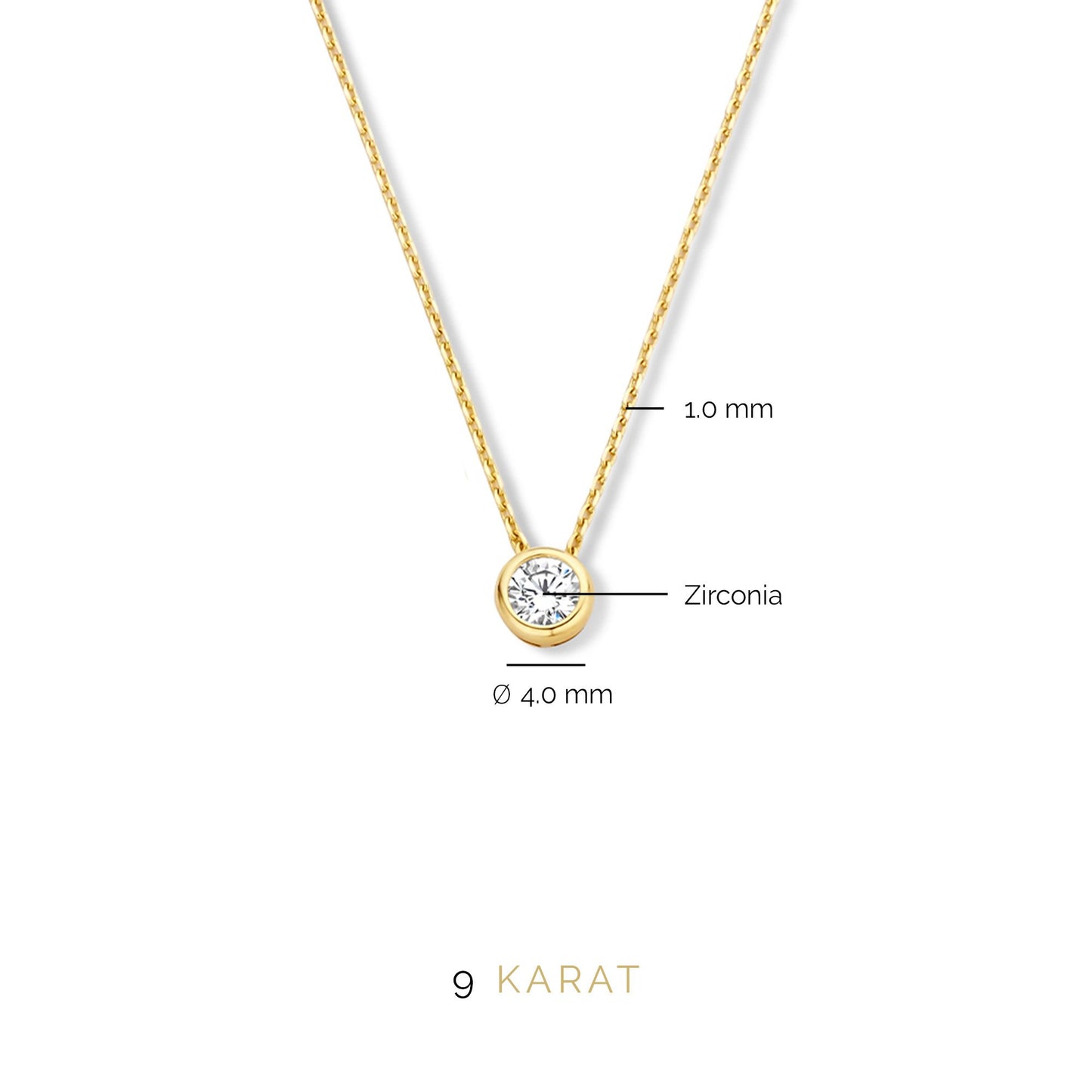 Monte Napoleone Lucilla 9 karat gold necklace with zirconia stones - Beloro jewels