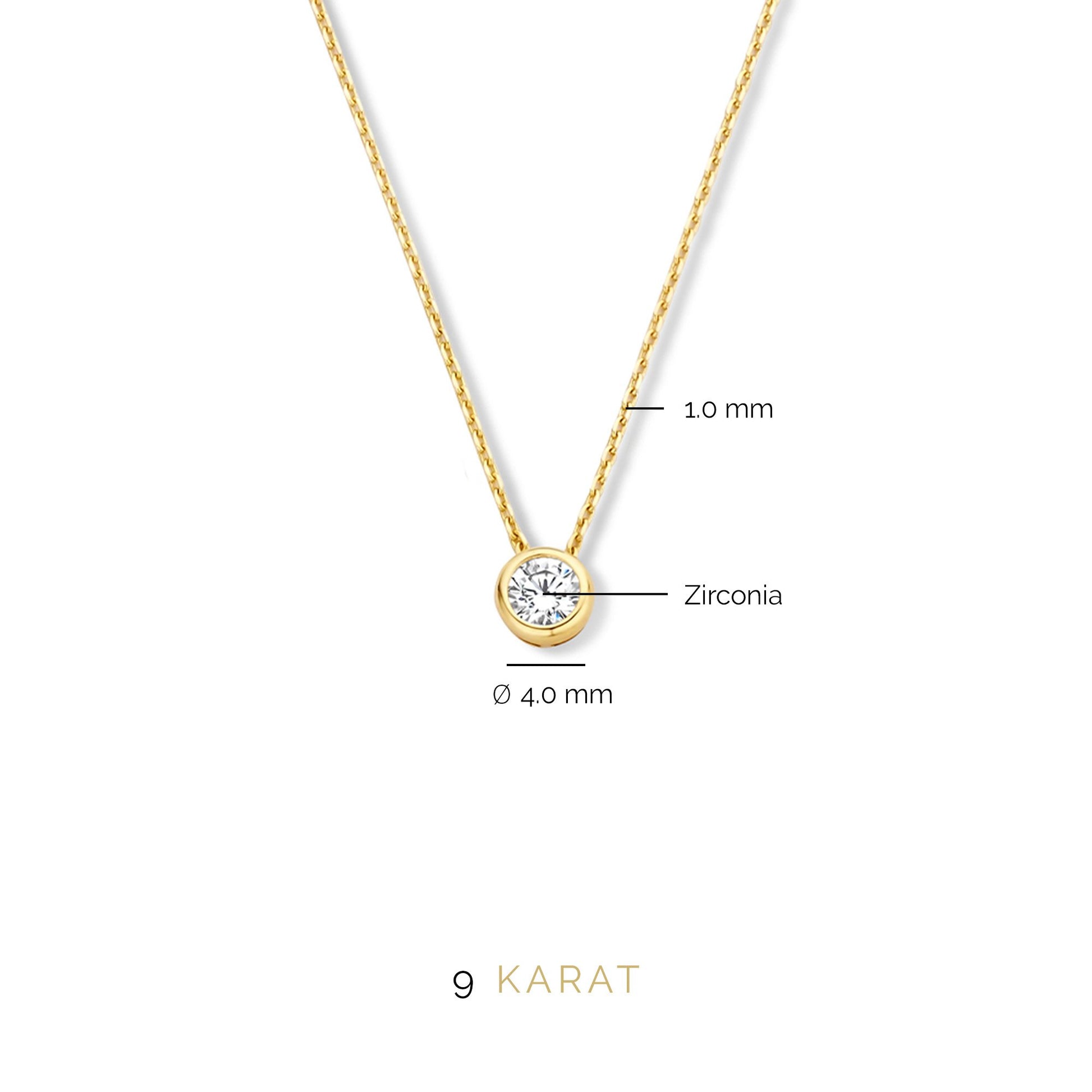 Monte Napoleone Lucilla 9 karat gold necklace with zirconia stones - Beloro jewels