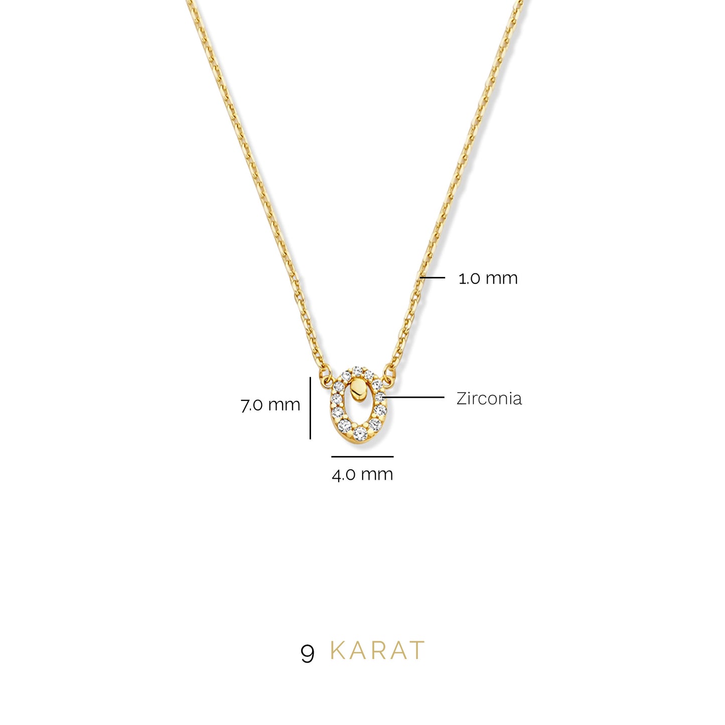 Monte Napoleone Leontina 9 karat gold necklace with zirconia stones - Beloro jewels