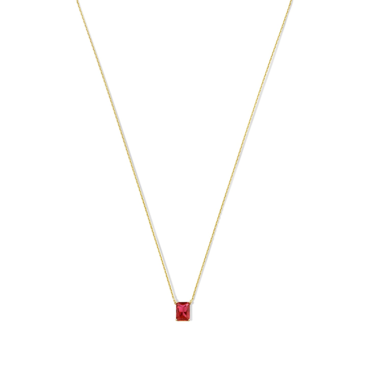 La Milano Colori Rosetta 9 karat gold necklace with red zirconia stone - Beloro jewels