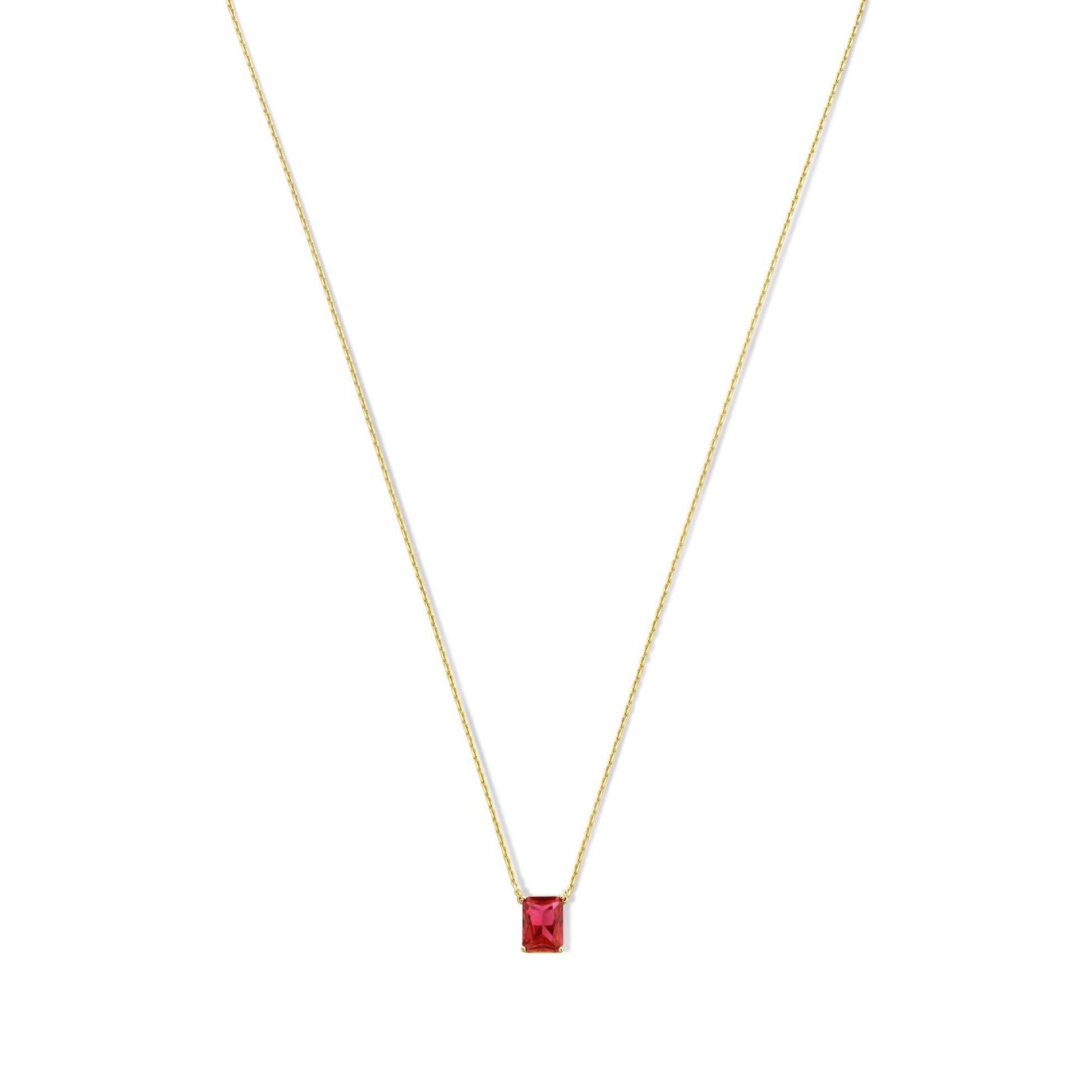 La Milano Colori Rosetta 9 karat gold necklace with red zirconia stone - Beloro jewels