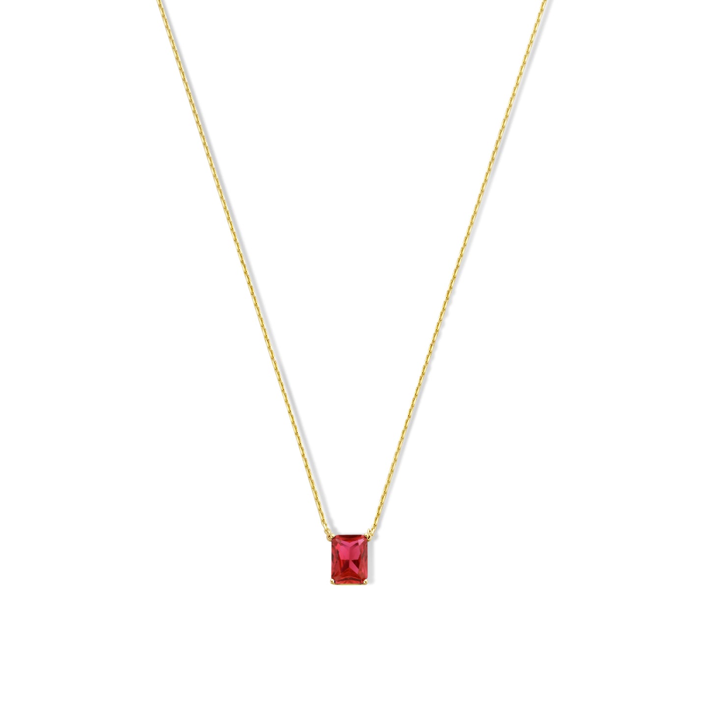 La Milano Colori Rosetta 9 karat gold necklace with red zirconia stone - Beloro jewels