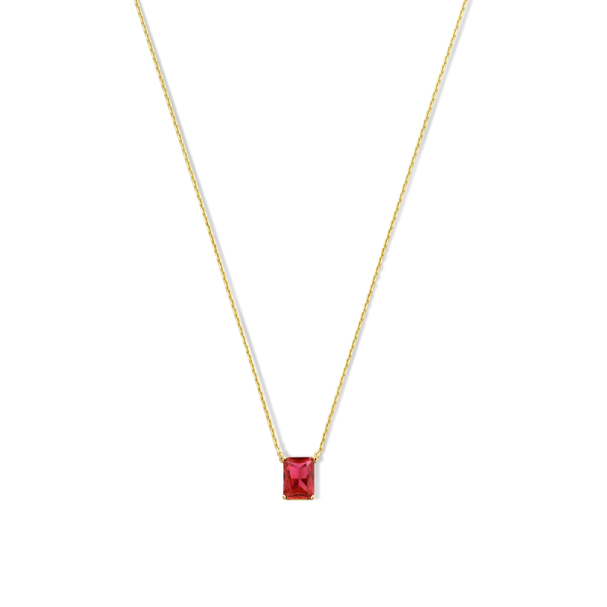 La Milano Colori Rosetta 9 karat gold necklace with red zirconia stone - Beloro jewels
