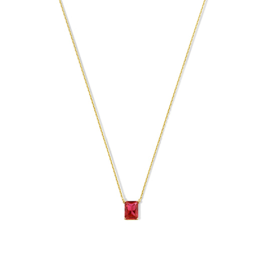 La Milano Colori Rosetta 9 karat gold necklace with red zirconia stone - Beloro jewels