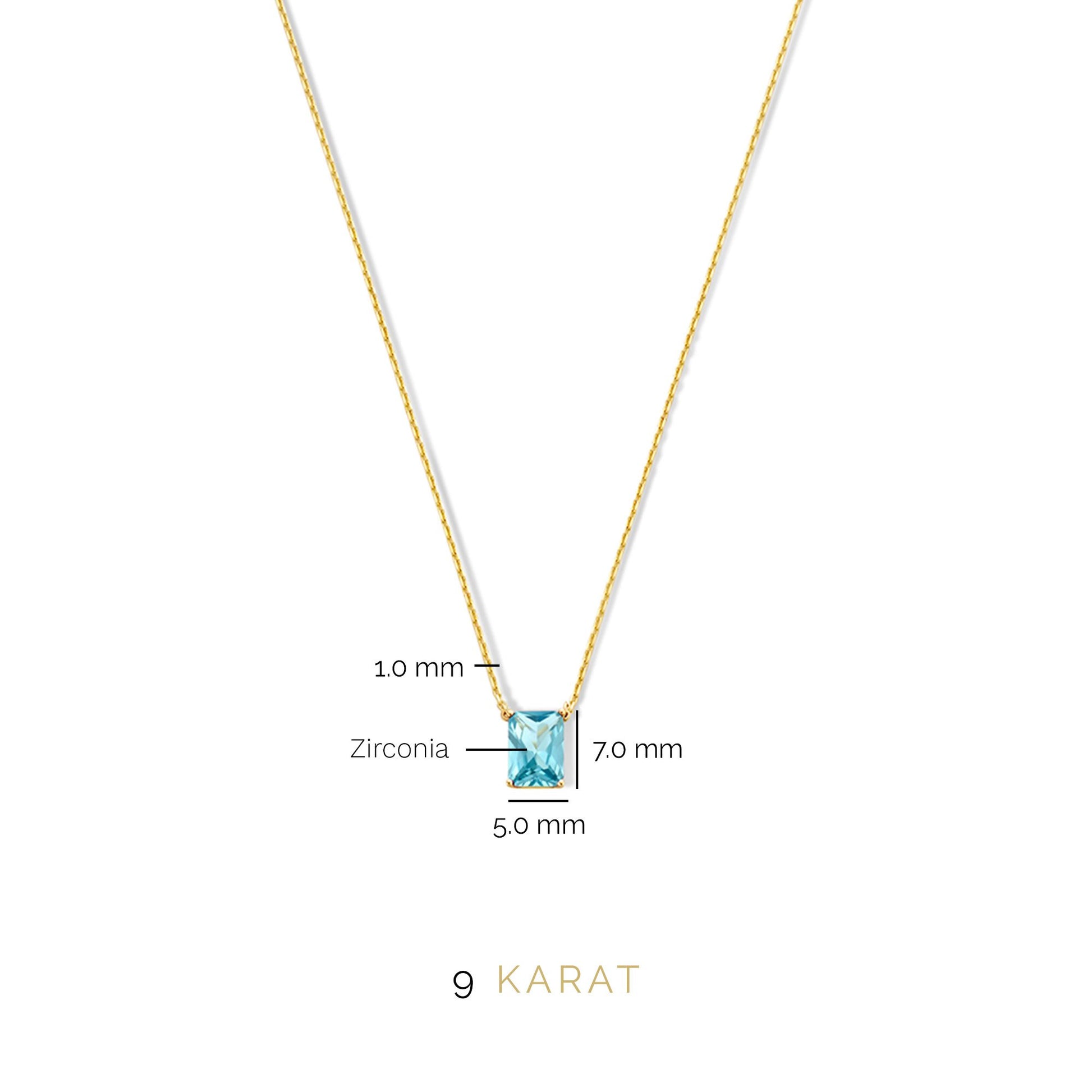 La Milano Colori Aurora 9 karat gold necklace with blue zirconia stone - Beloro jewels