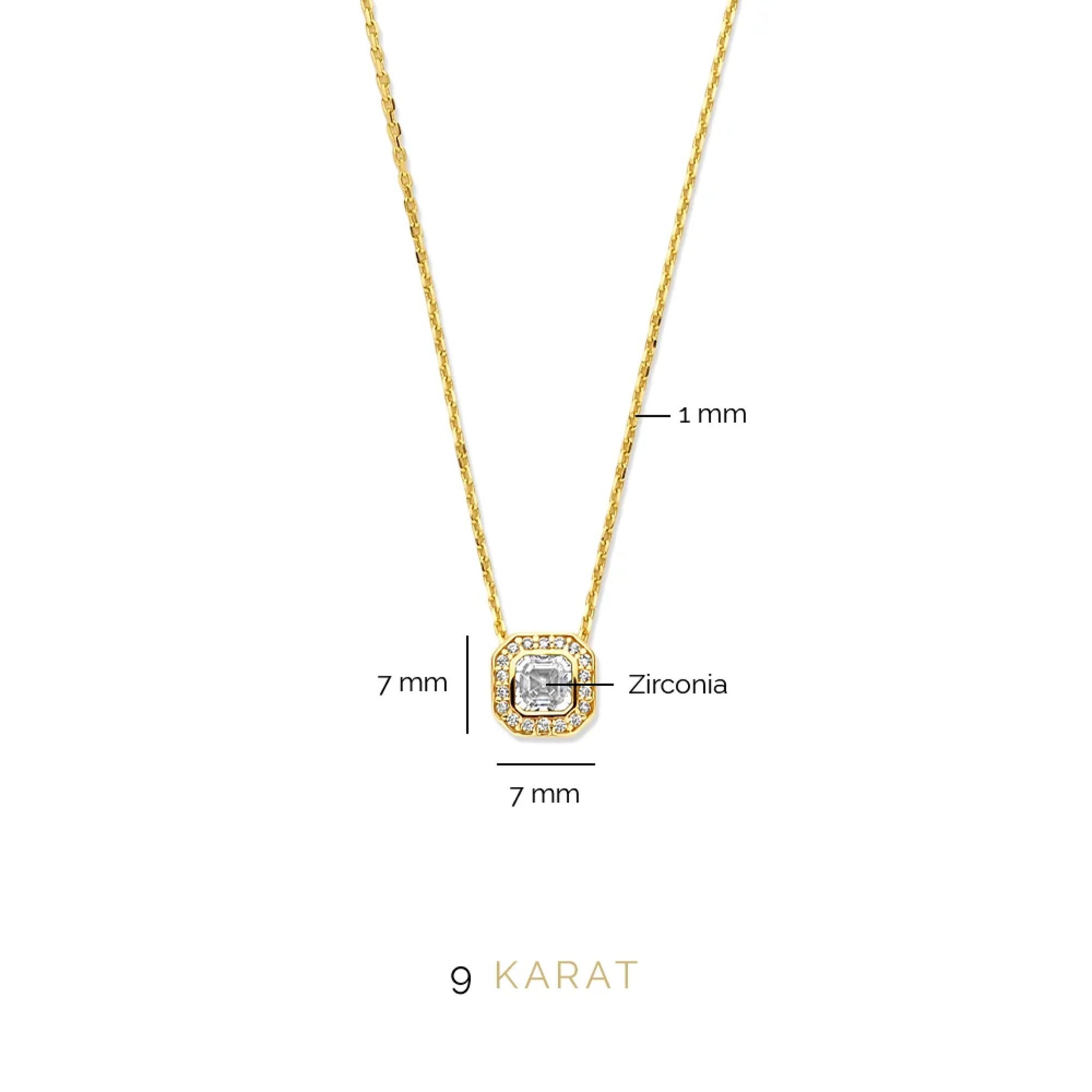 Monte Napoleone Sofia 9 karat gold necklace with white zirconia stone - Beloro jewels