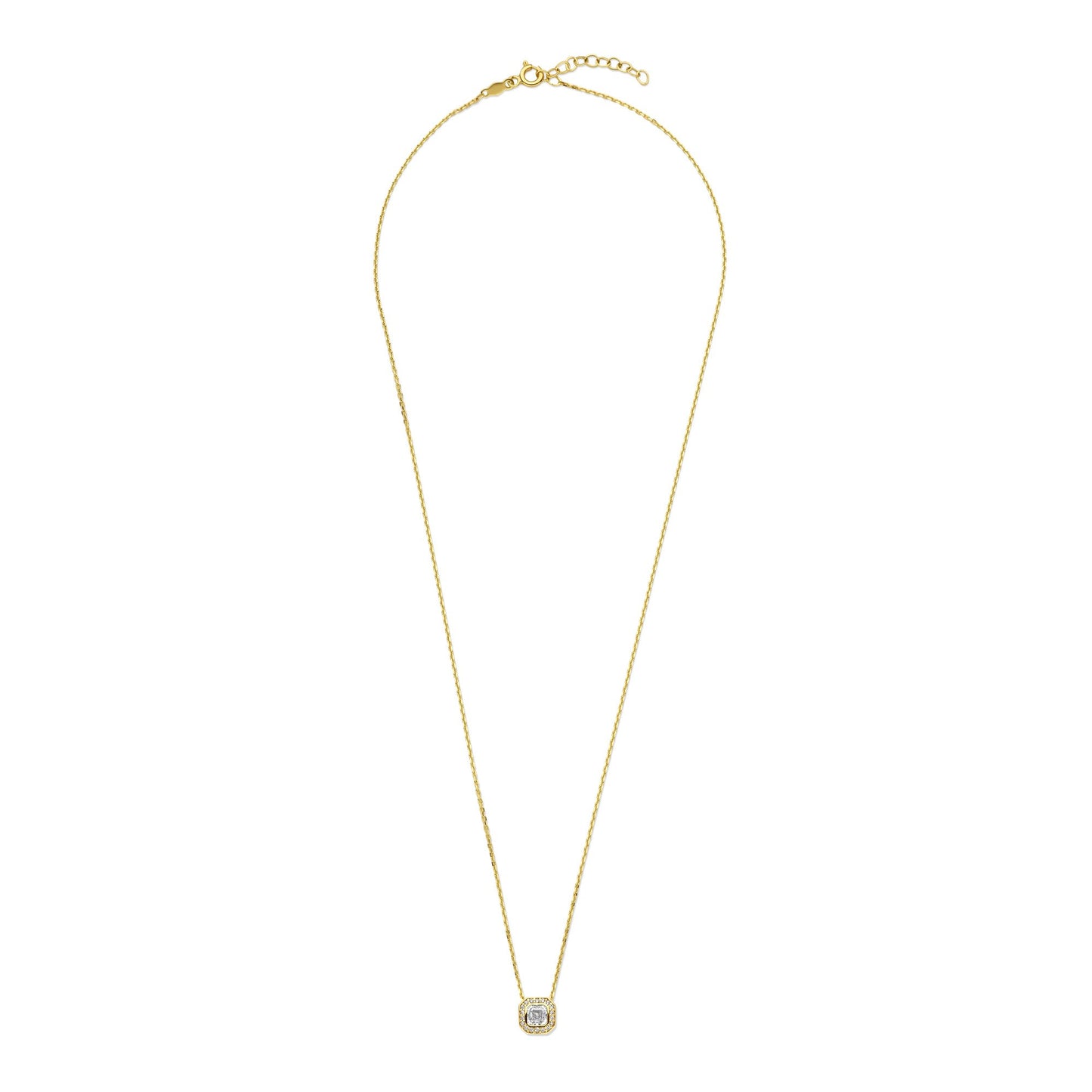 Monte Napoleone Sofia 9 karat gold necklace with white zirconia stone - Beloro jewels