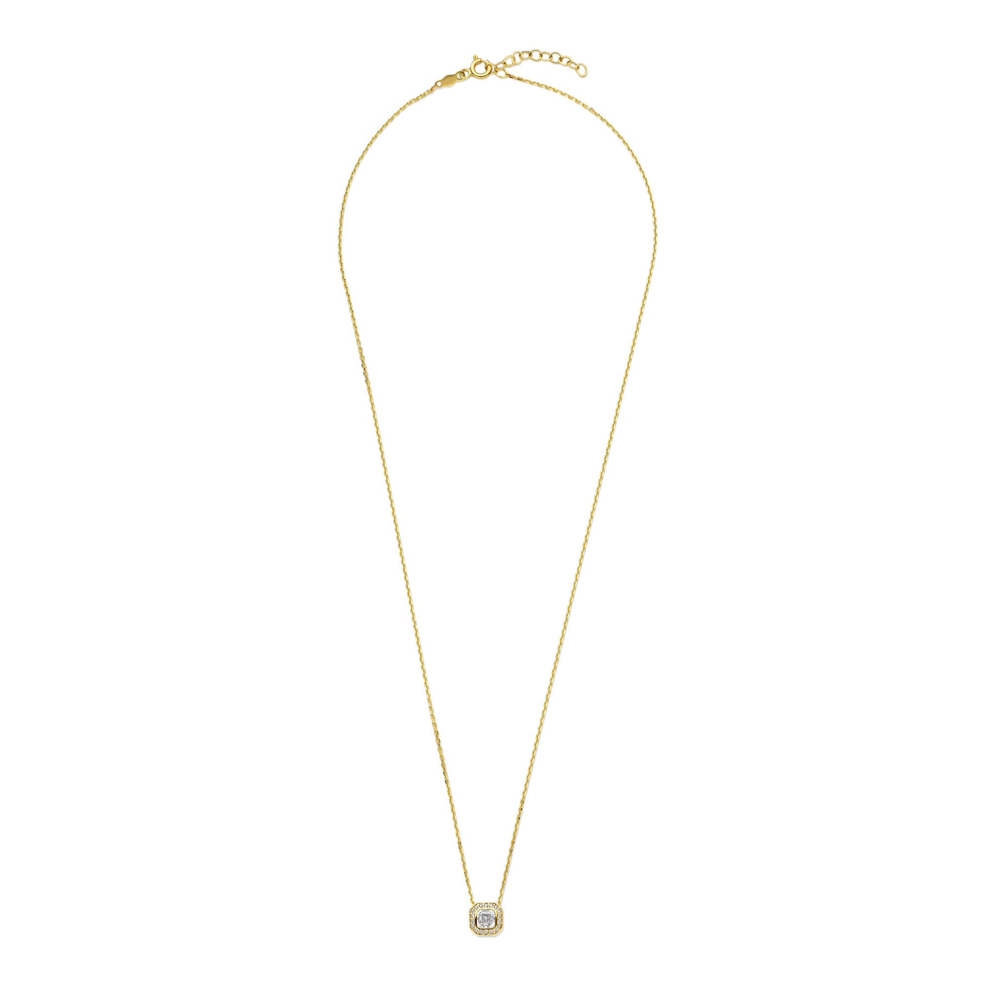 Monte Napoleone Sofia 9 karat gold necklace with white zirconia stone - Beloro jewels