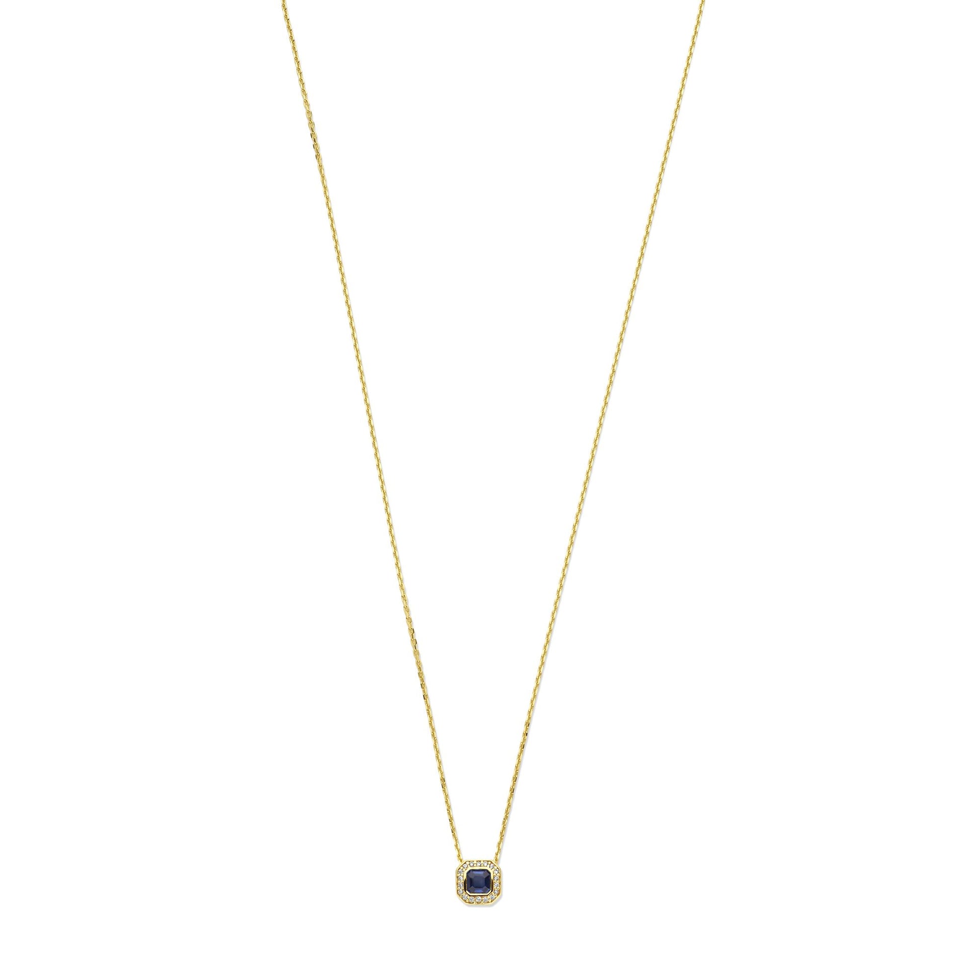 Monte Napoleone Sofia 9 karat gold necklace with blue zirconia stone - Beloro jewels