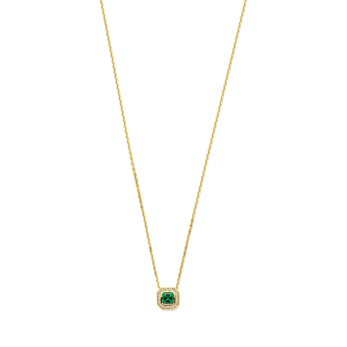 Monte Napoleone Sofia 9 karat gold necklace with green zirconia stone - Beloro jewels