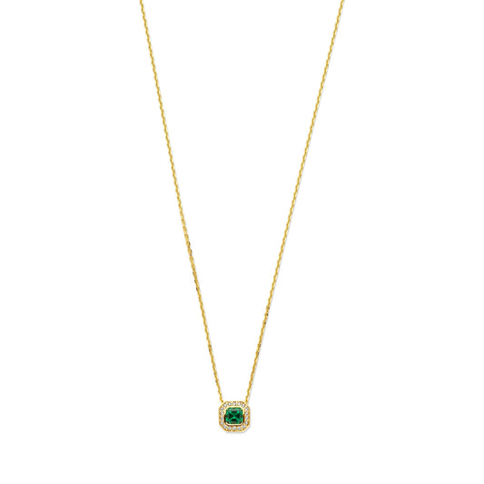 Monte Napoleone Sofia 9 karat gold necklace with green zirconia stone - Beloro jewels