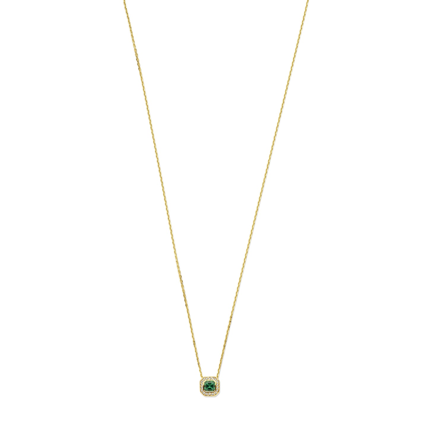 Monte Napoleone Sofia 9 karat gold necklace with green zirconia stone - Beloro jewels