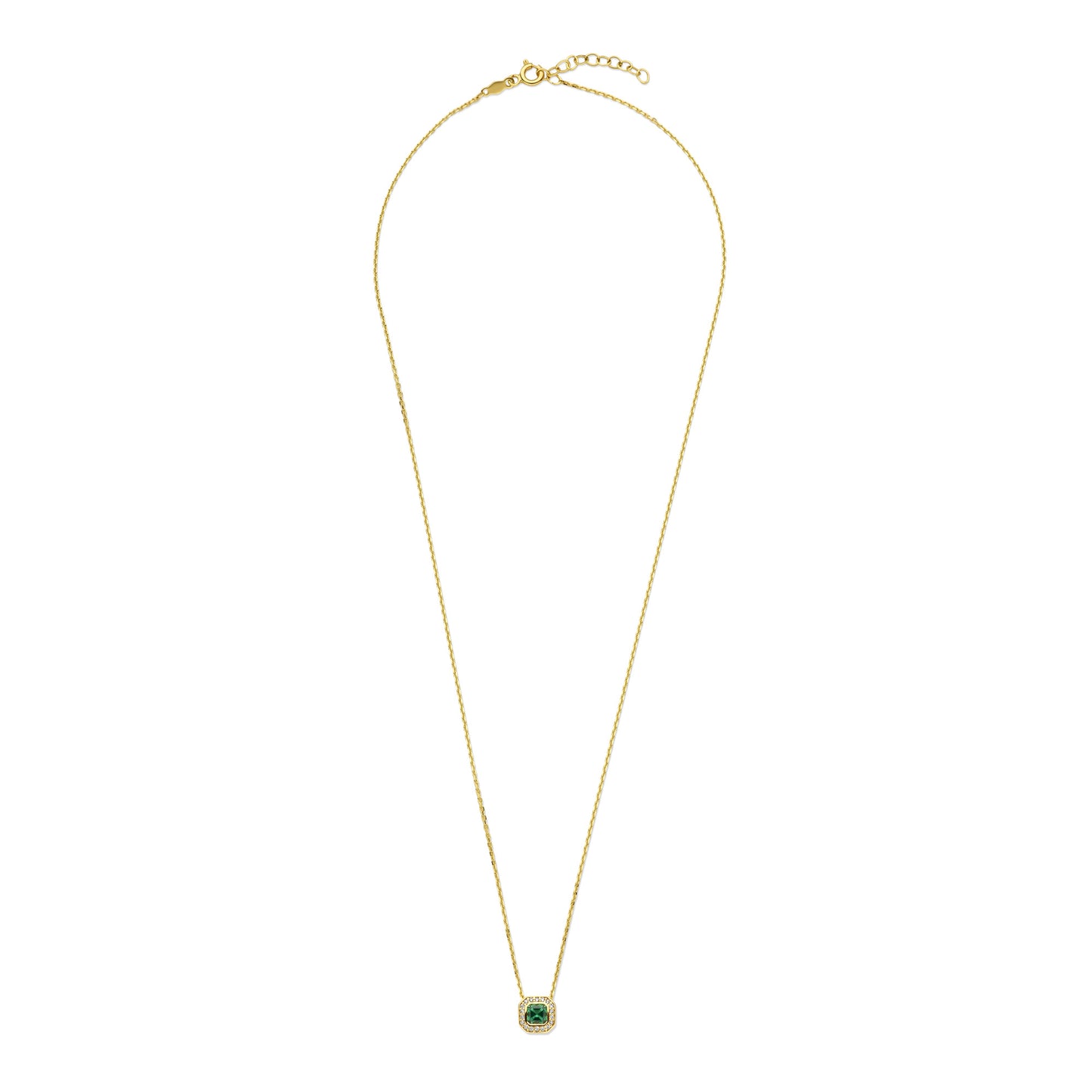 Monte Napoleone Sofia 9 karat gold necklace with green zirconia stone - Beloro jewels