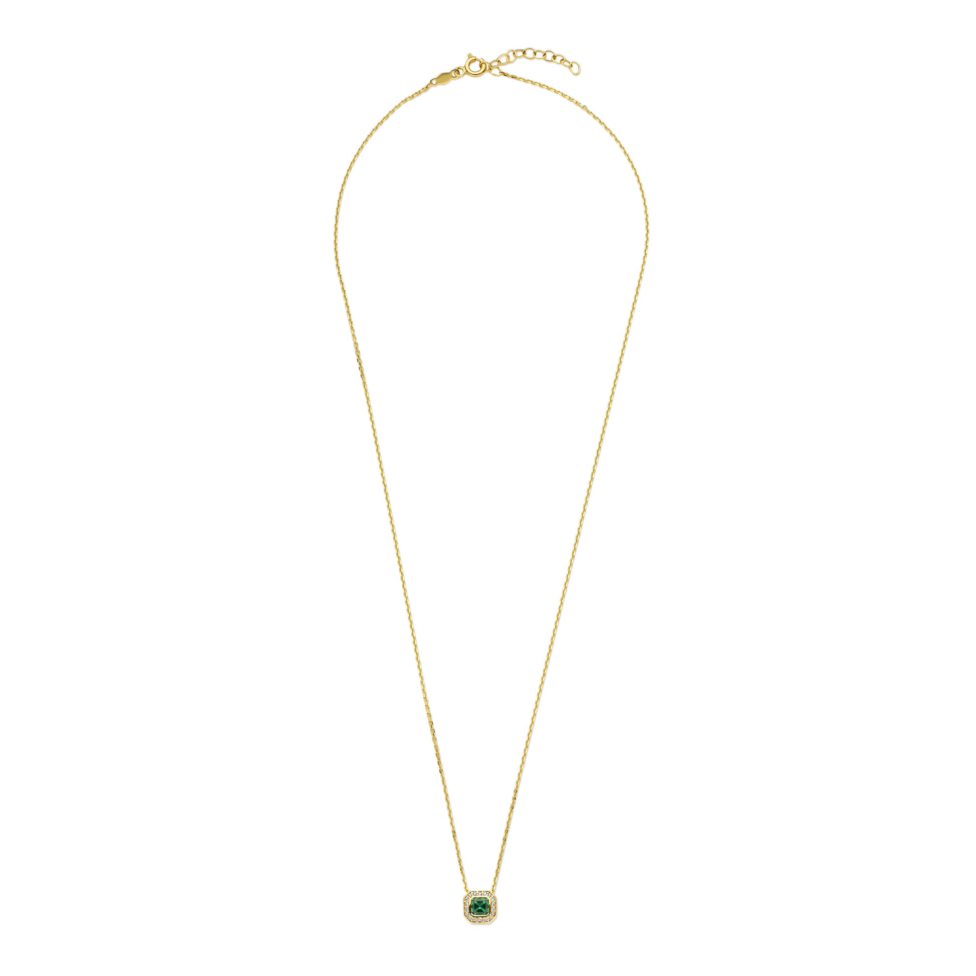 Monte Napoleone Sofia 9 karat gold necklace with green zirconia stone - Beloro jewels