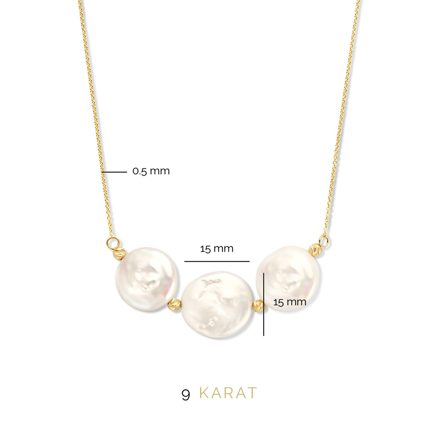 Monte Napoleone Alcinia 9 karat gold necklace with freshwater pearls - Beloro jewels