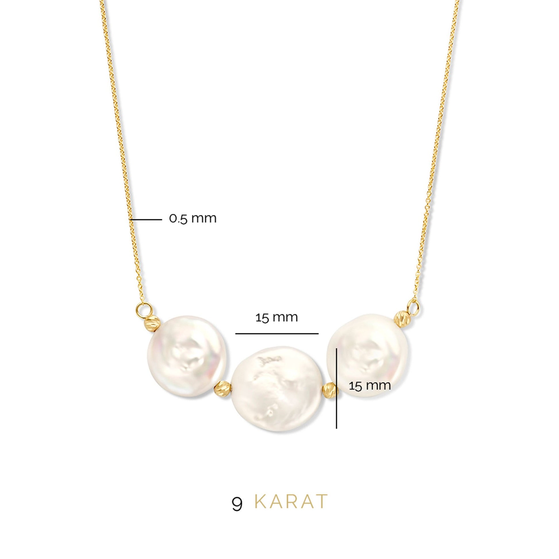 Monte Napoleone Alcinia 9 karat gold necklace with freshwater pearls - Beloro jewels