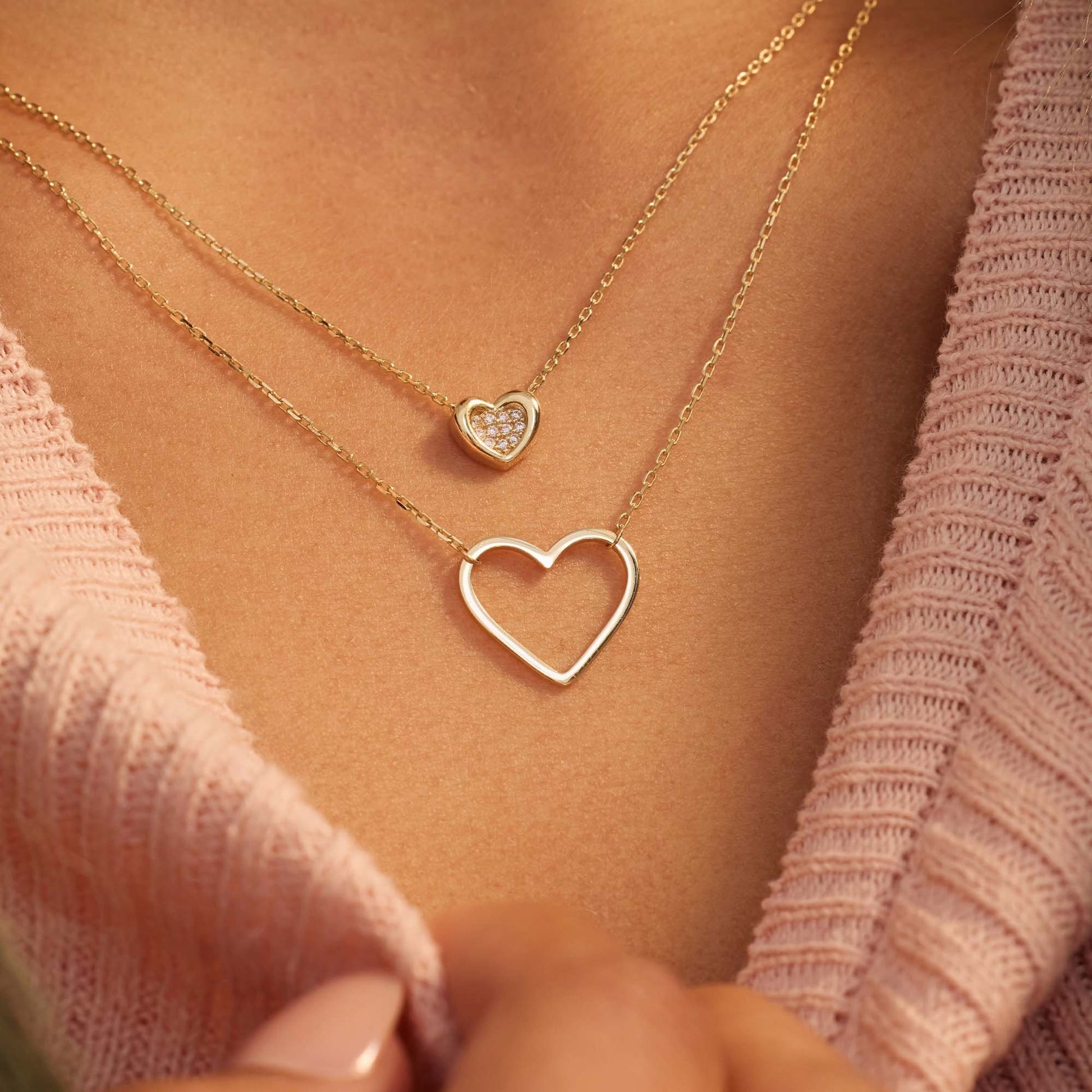 Regalo d'Amore 9 karat gold necklace and bracelet gift set with heart - Beloro jewels