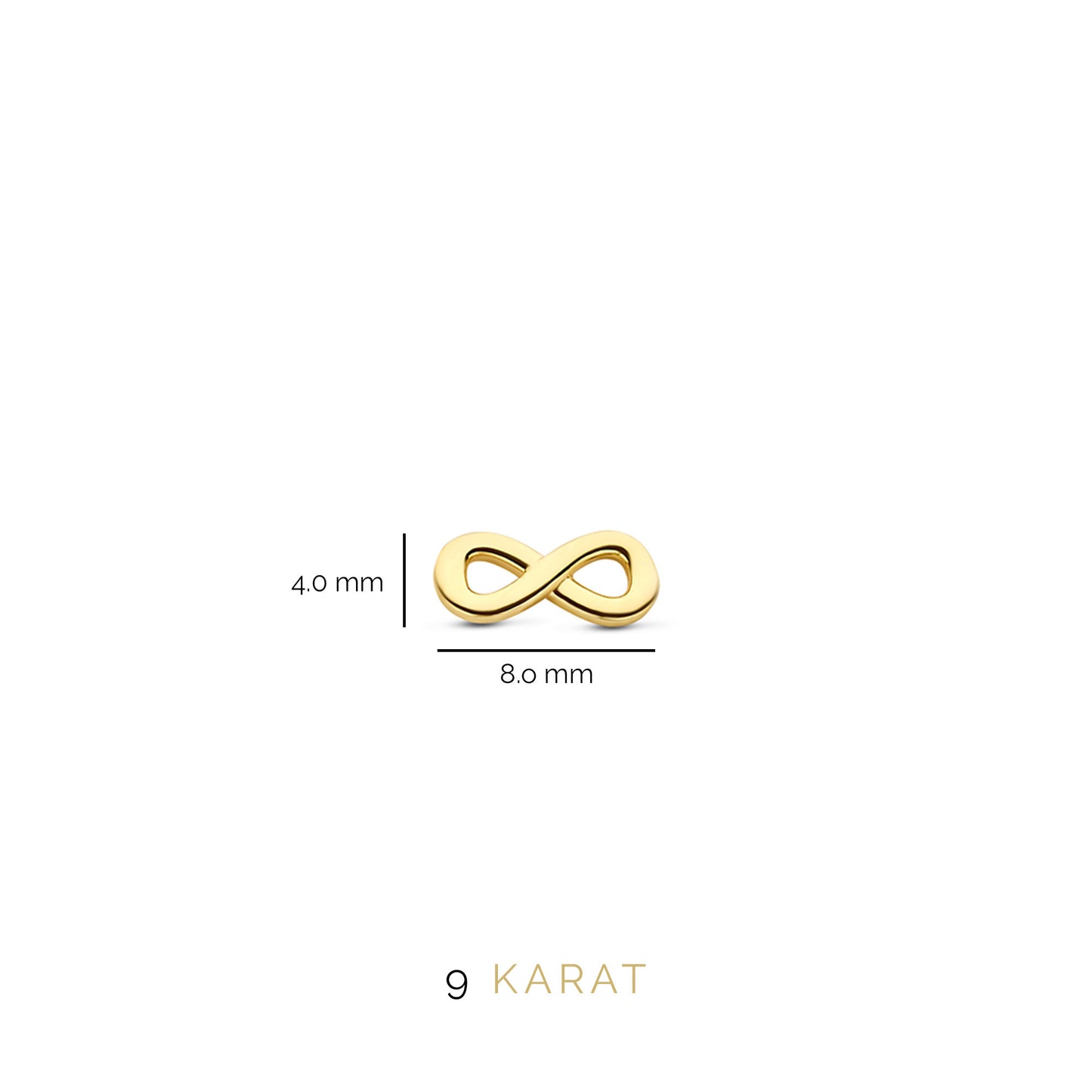 Della Spiga Felicia 9 karat gold ear studs with infinity sign - Beloro jewels