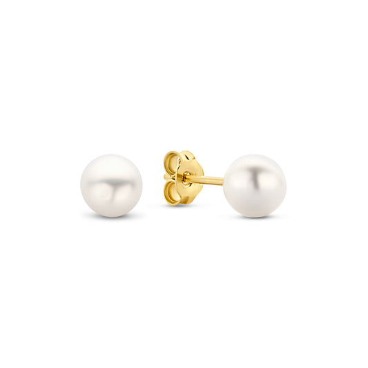 Monte Napoleone Perla 9 karat gold ear studs with pearl - Beloro jewels