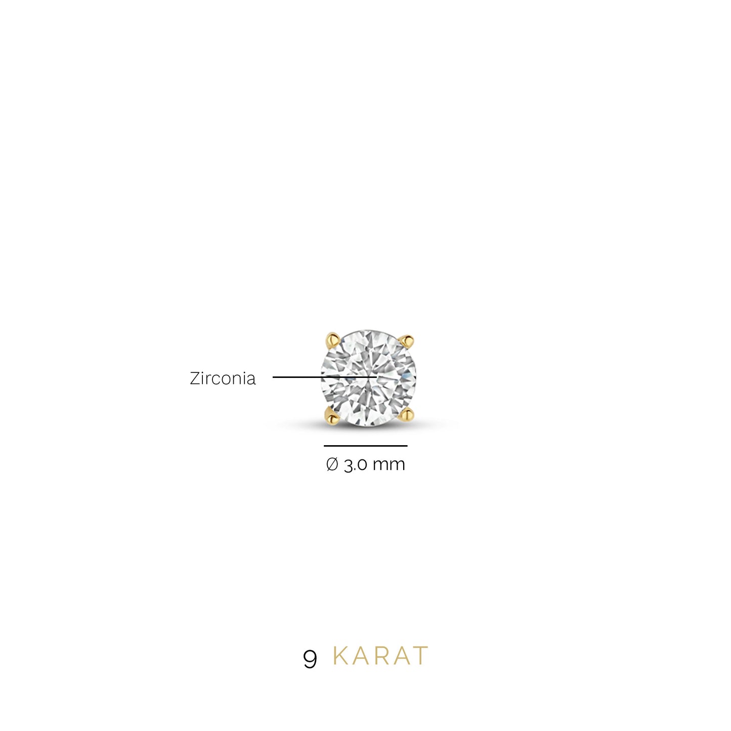 Regalo d'Amore 9 karat gold earring set with zirconia stones - Beloro jewels