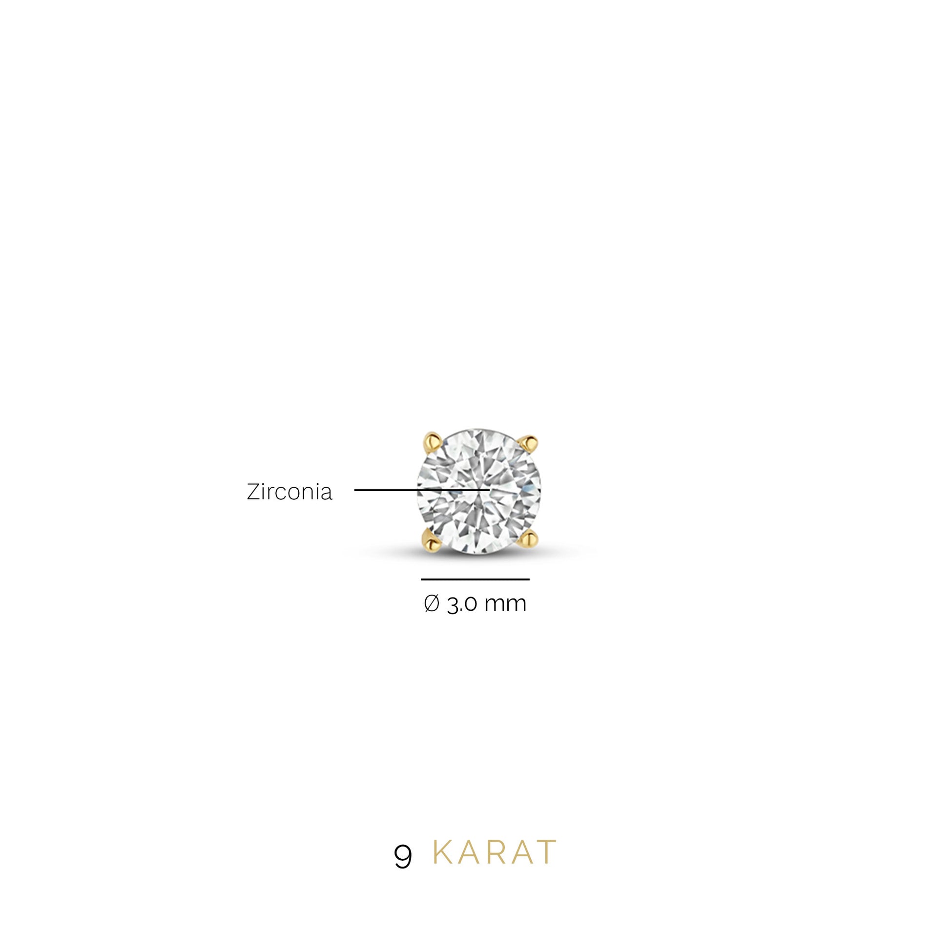 Regalo d'Amore 9 karat gold earring set with zirconia stones - Beloro jewels