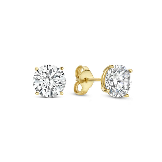 Monte Napoleone Stella 9 karat gold ear studs with zirconia (⌀ 7 mm) - Beloro jewels