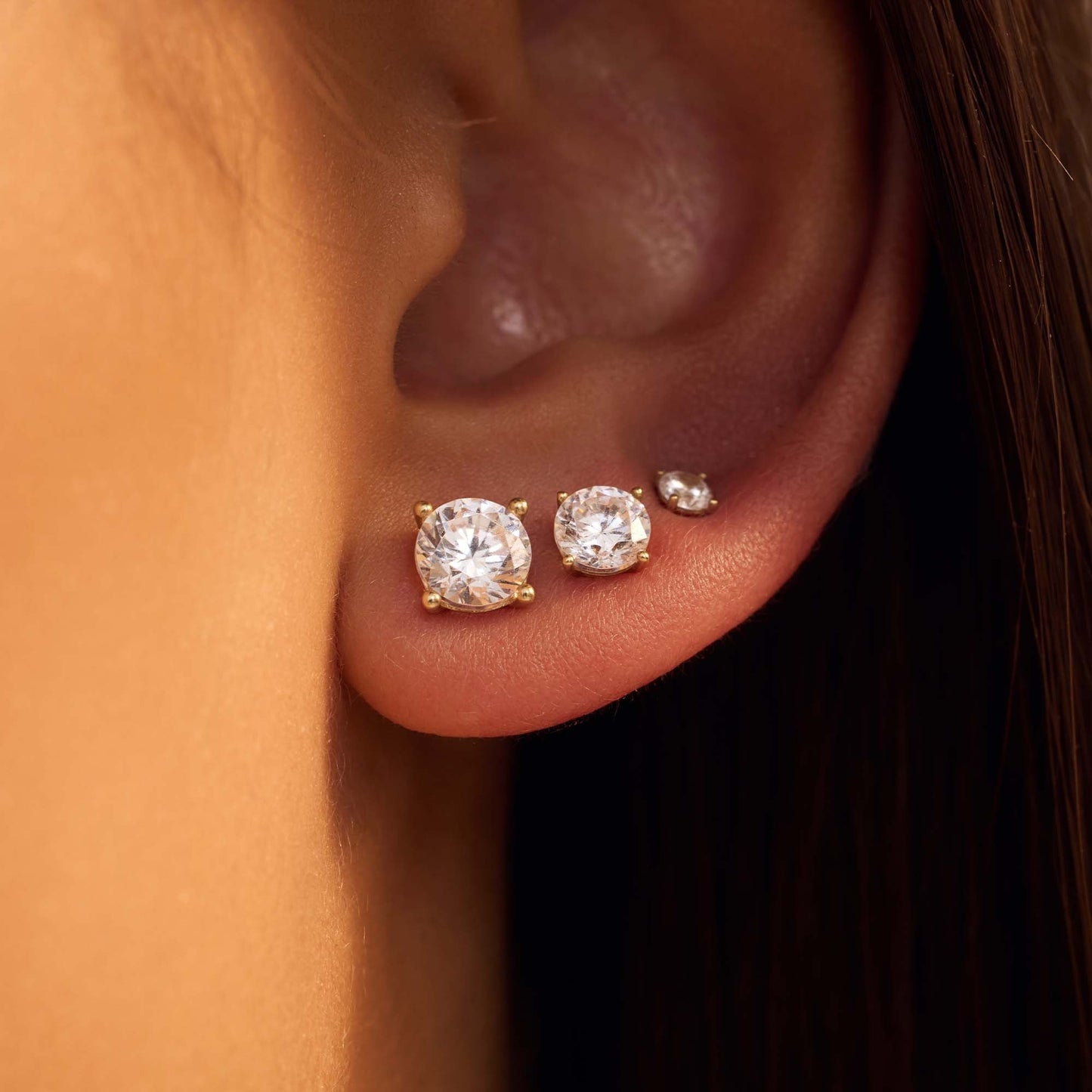 Regalo d'Amore 9 karat gold earring set with zirconia stones - Beloro jewels