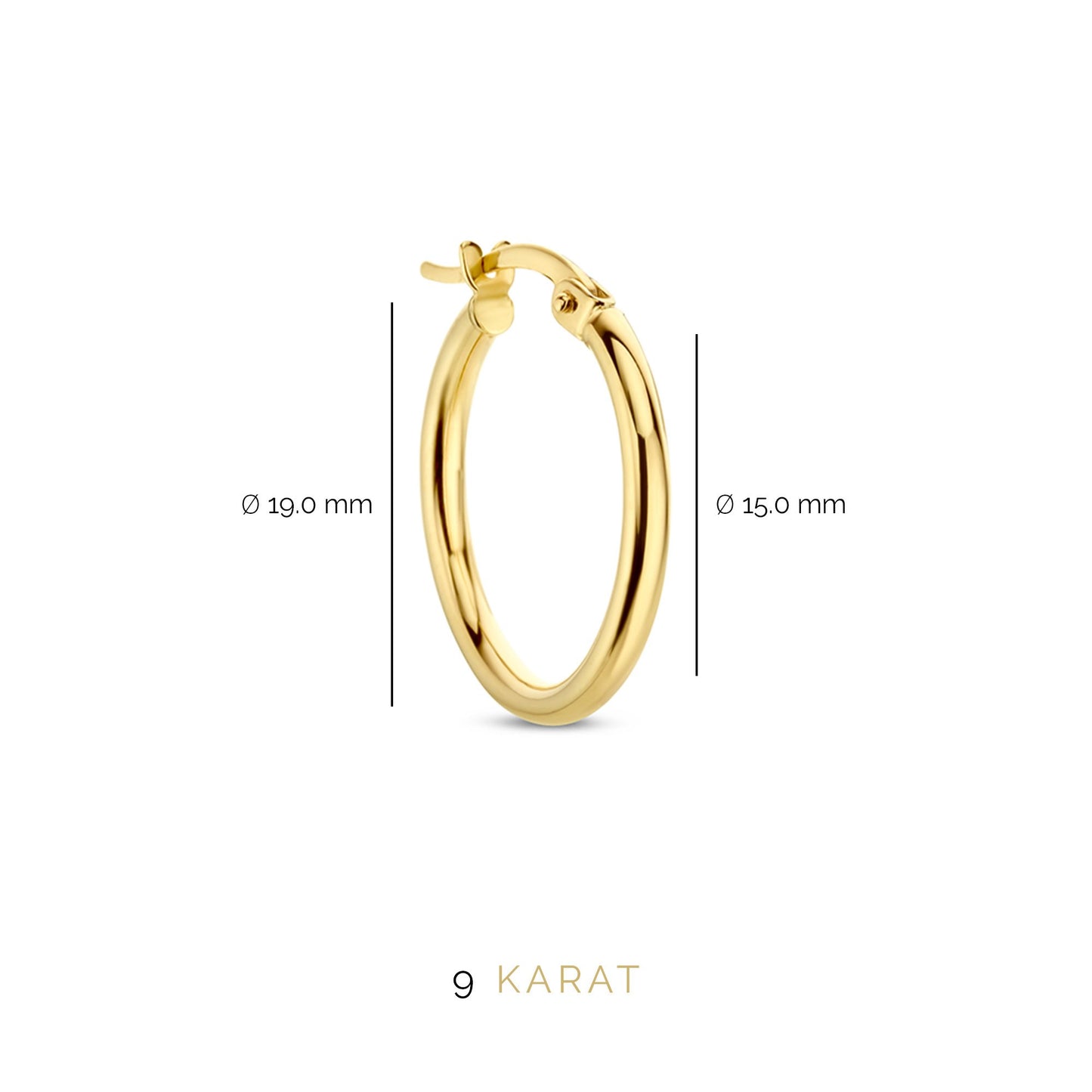La Rinascente Chiara 9 karat gold hoop earrings (15 mm) - Beloro jewels