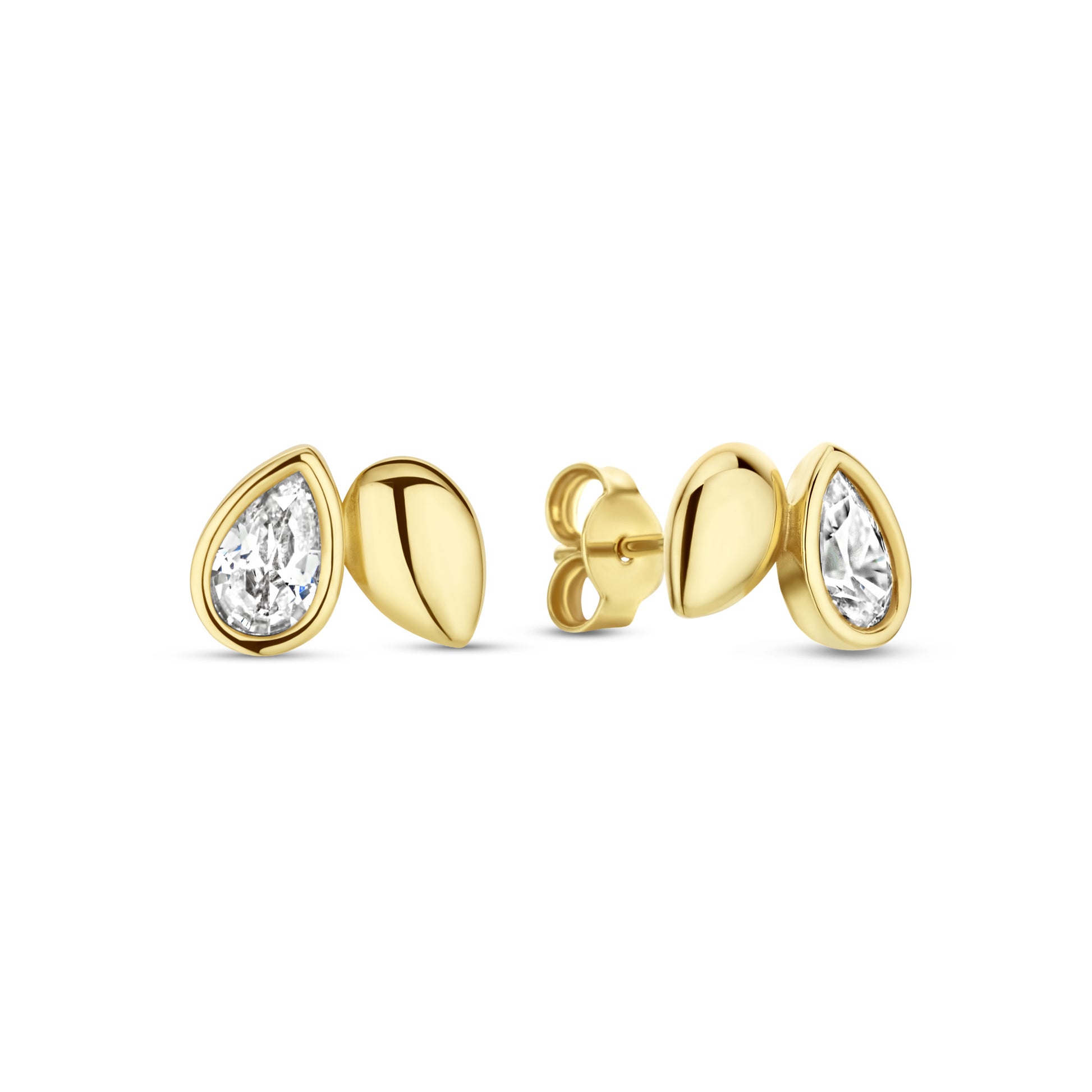 Monte Napoleone Natalia 9 karat gold ear studs with zirconia stpmes - Beloro jewels