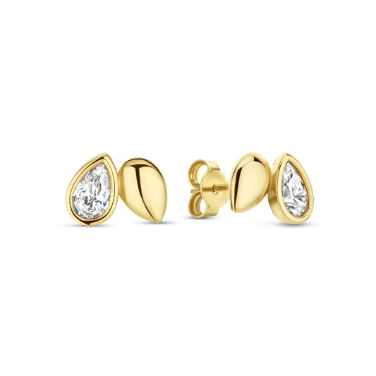 Monte Napoleone Natalia 9 karat gold ear studs with zirconia stpmes - Beloro jewels