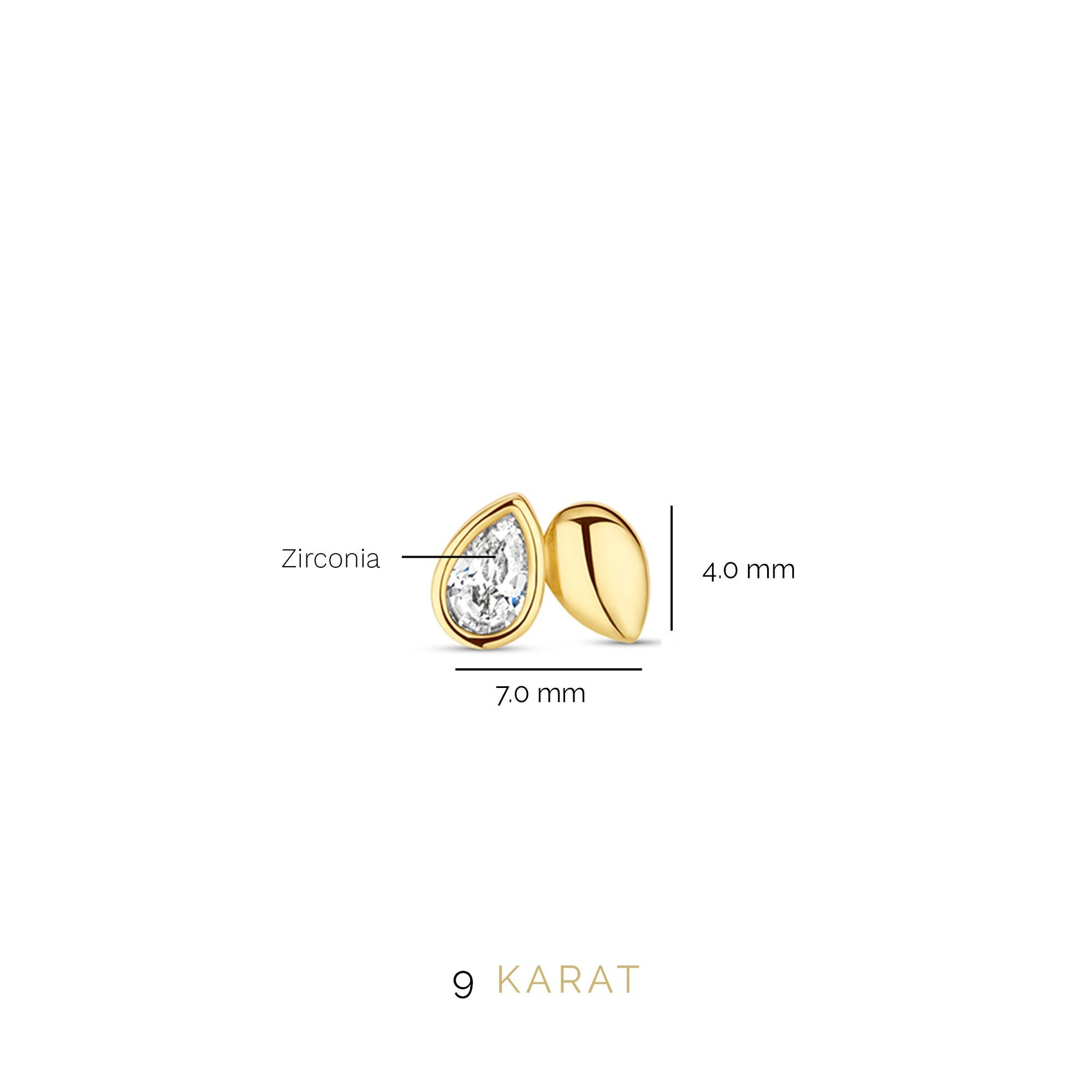 Monte Napoleone Natalia 9 karat gold ear studs with zirconia stpmes - Beloro jewels