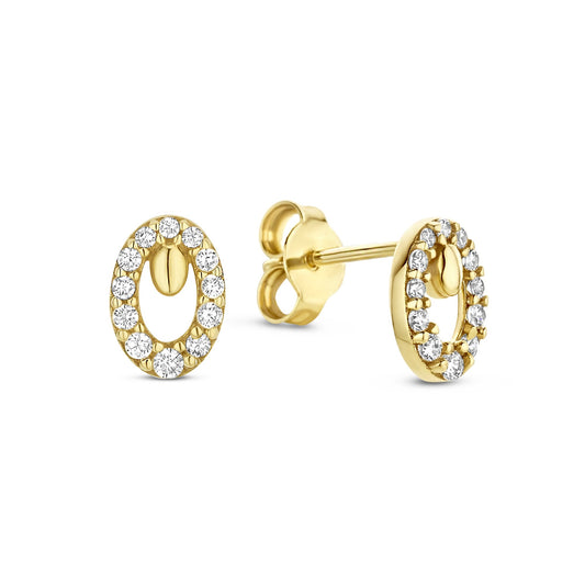 Monte Napoleone Leontina 9 karat gold ear studs with zirconia stones - Beloro jewels